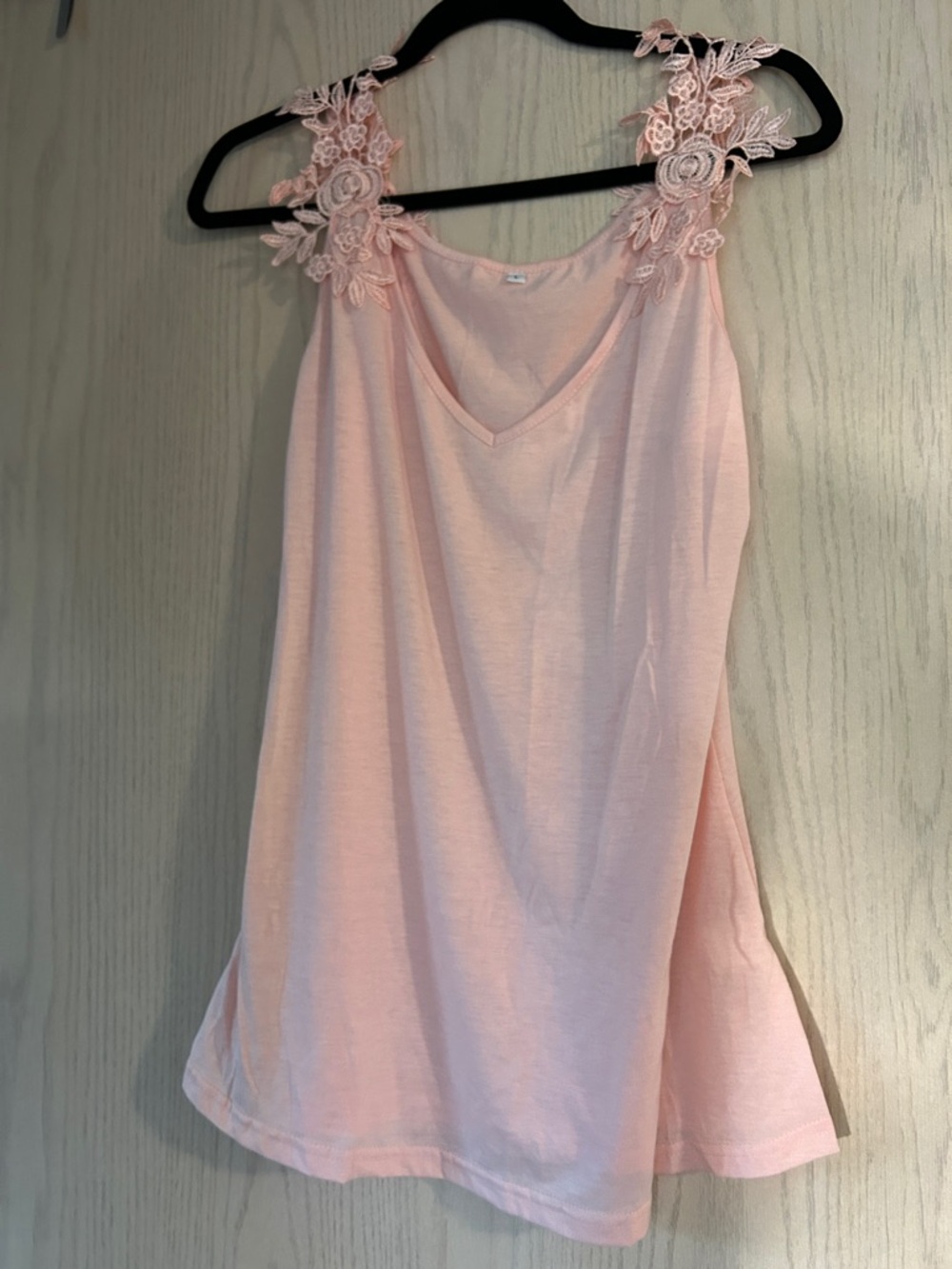 Soft Pink Floral Lace Strap Tank Top